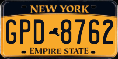 NY license plate GPD8762