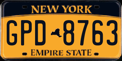 NY license plate GPD8763