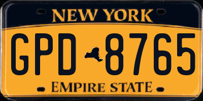NY license plate GPD8765
