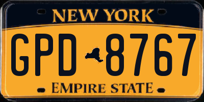 NY license plate GPD8767