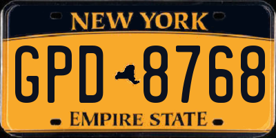 NY license plate GPD8768