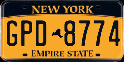 NY license plate GPD8774