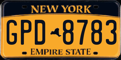 NY license plate GPD8783