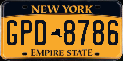 NY license plate GPD8786