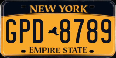 NY license plate GPD8789