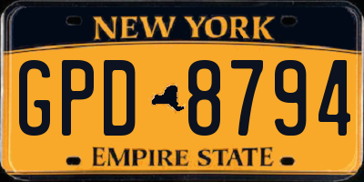 NY license plate GPD8794