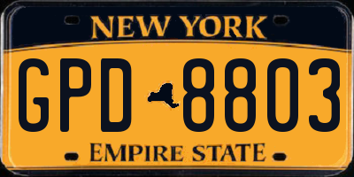 NY license plate GPD8803
