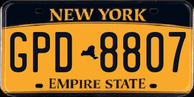 NY license plate GPD8807