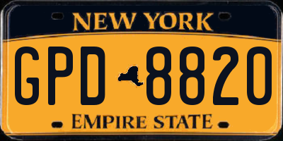 NY license plate GPD8820