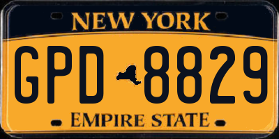 NY license plate GPD8829