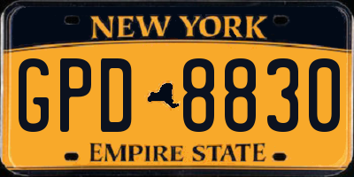 NY license plate GPD8830