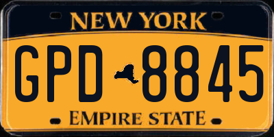 NY license plate GPD8845