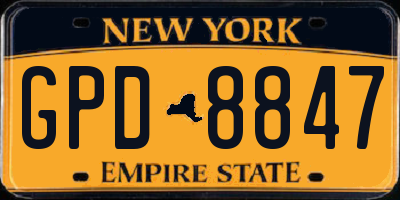 NY license plate GPD8847