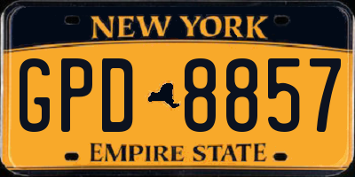 NY license plate GPD8857