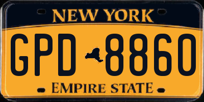 NY license plate GPD8860