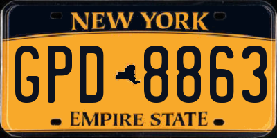 NY license plate GPD8863