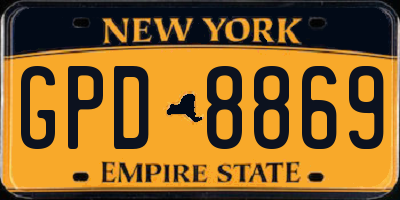 NY license plate GPD8869