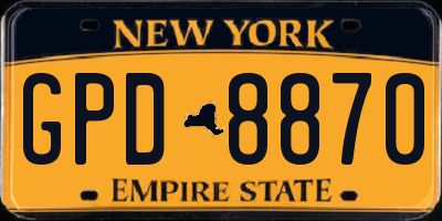 NY license plate GPD8870