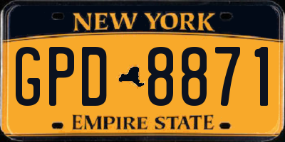 NY license plate GPD8871