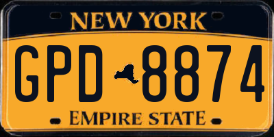 NY license plate GPD8874