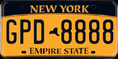 NY license plate GPD8888