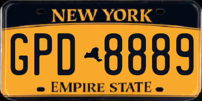 NY license plate GPD8889