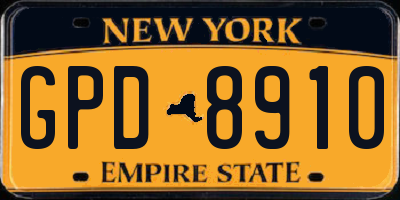 NY license plate GPD8910