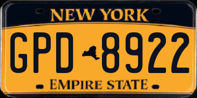 NY license plate GPD8922