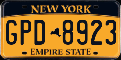 NY license plate GPD8923