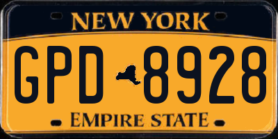 NY license plate GPD8928