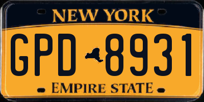 NY license plate GPD8931