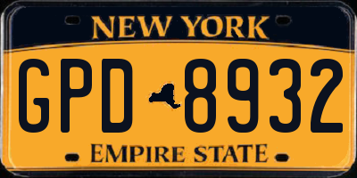 NY license plate GPD8932