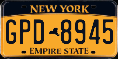 NY license plate GPD8945