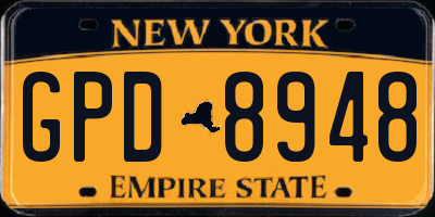 NY license plate GPD8948