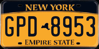 NY license plate GPD8953