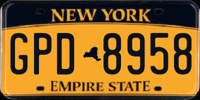 NY license plate GPD8958