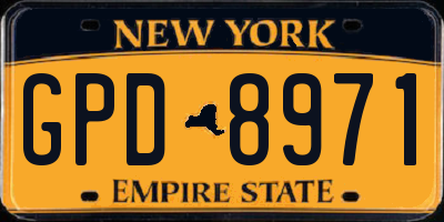 NY license plate GPD8971