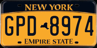 NY license plate GPD8974