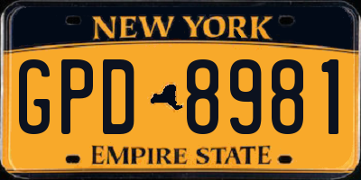 NY license plate GPD8981