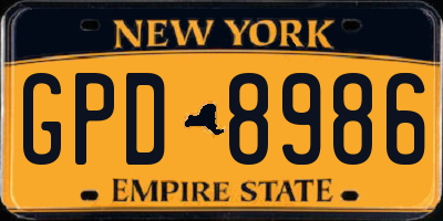NY license plate GPD8986