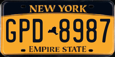 NY license plate GPD8987