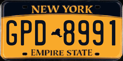 NY license plate GPD8991