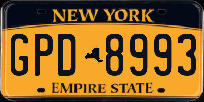 NY license plate GPD8993