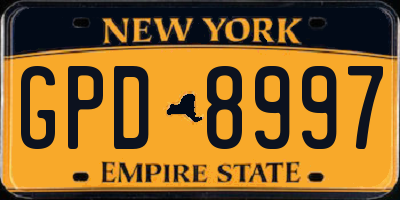 NY license plate GPD8997