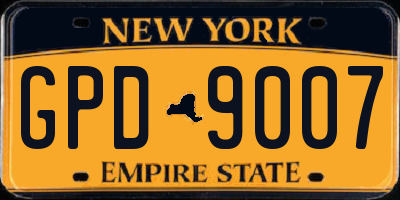NY license plate GPD9007