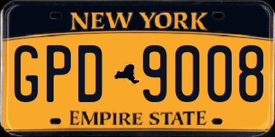 NY license plate GPD9008
