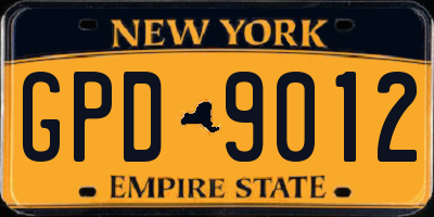 NY license plate GPD9012