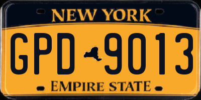 NY license plate GPD9013