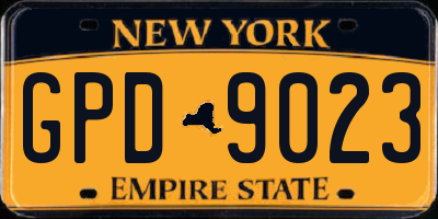NY license plate GPD9023