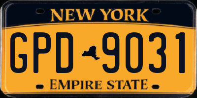 NY license plate GPD9031